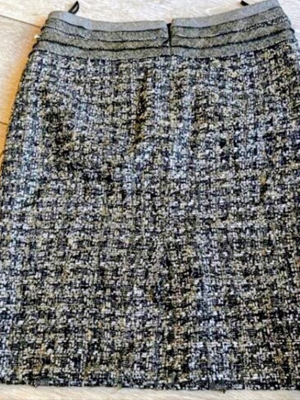 RARE Rena Lange 6/8 Tailored Fantasy Tweed Boucle Detail Peplum Gray Skirt Suit - Picture 9 of 14